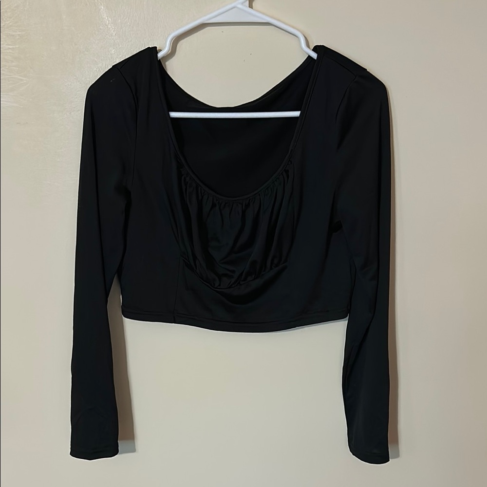 SHEIN Elegant Black Long Sleeve crop Top size large